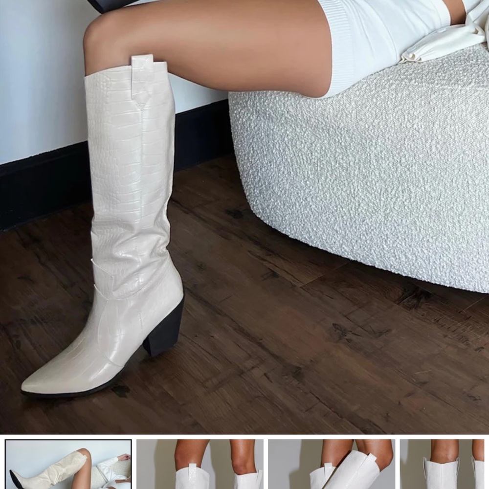 eggshell cream color knee high boot